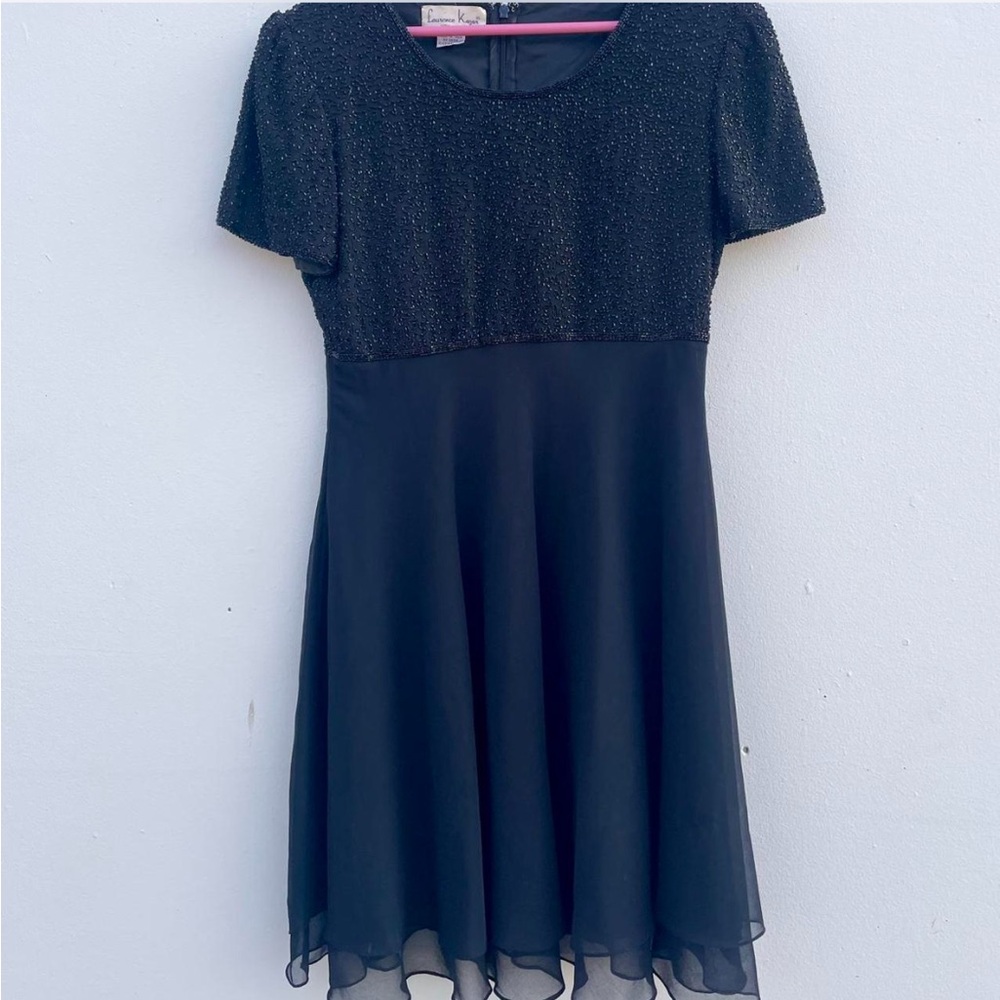 Laurence Kazar Black Beaded Mini Dress